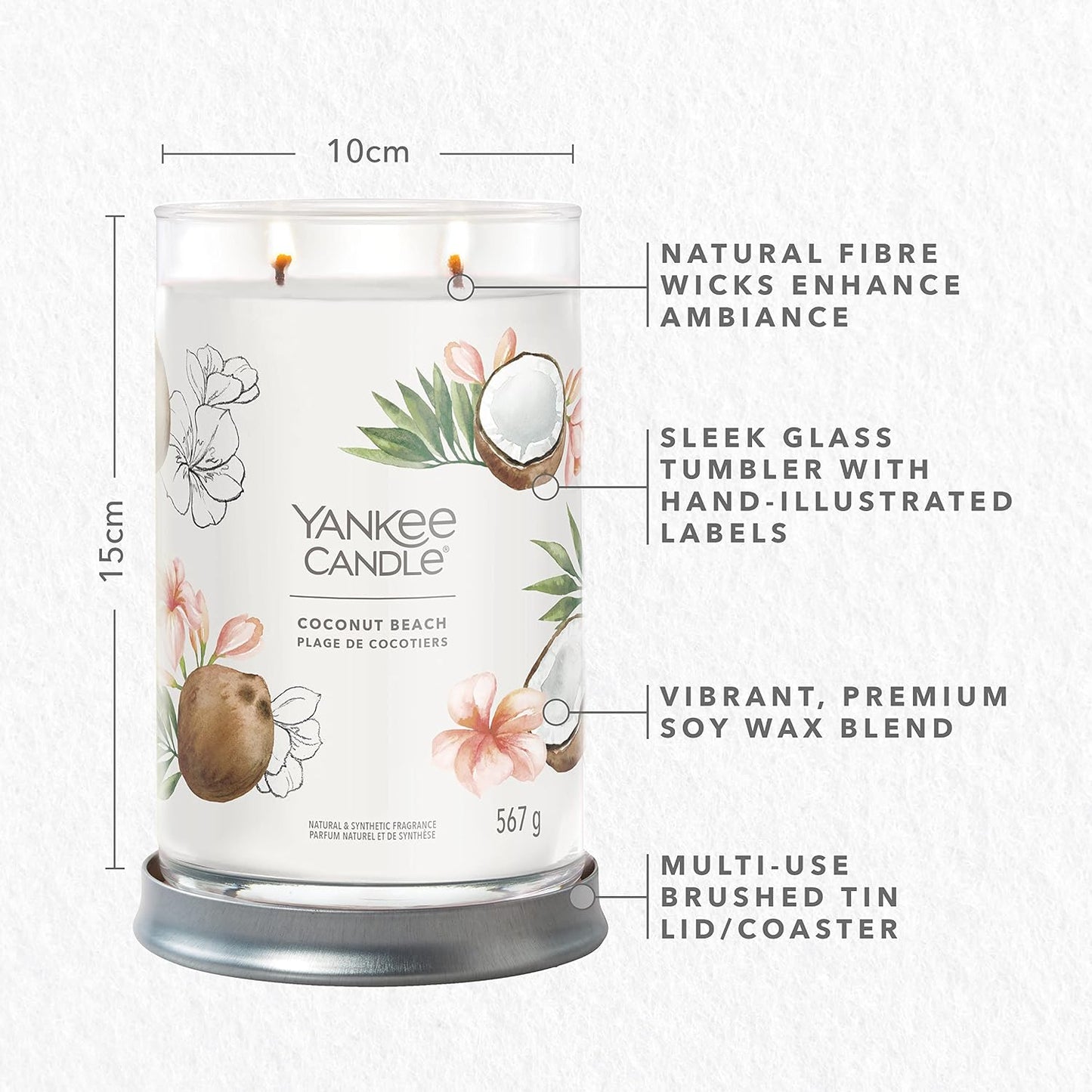 Yankee Candle Signature Scented Candle | Coconut Beach Large Tumbler Candle with Double Wicks | Soy Wax Blend Long Burning Candle | Perfect Gifts for Women