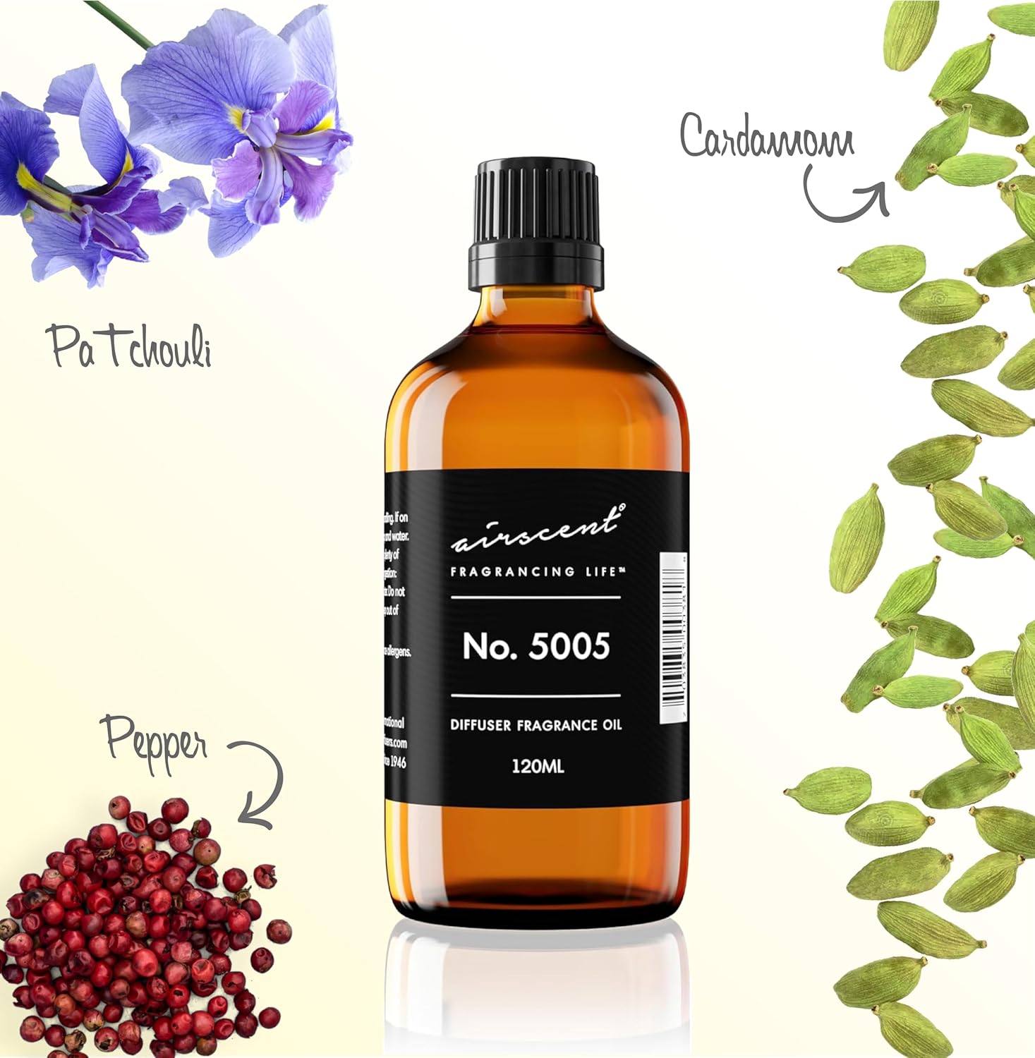 AirScent Diffuser Oil Inspired by TF's Oud Wood - No. 5005 Perfume Dupe - Fragrance Oil Blend for Ultrasonic and Waterless Diffusers and Crafting - 120 ml, 4 fl oz Glass Bottle with Dropper