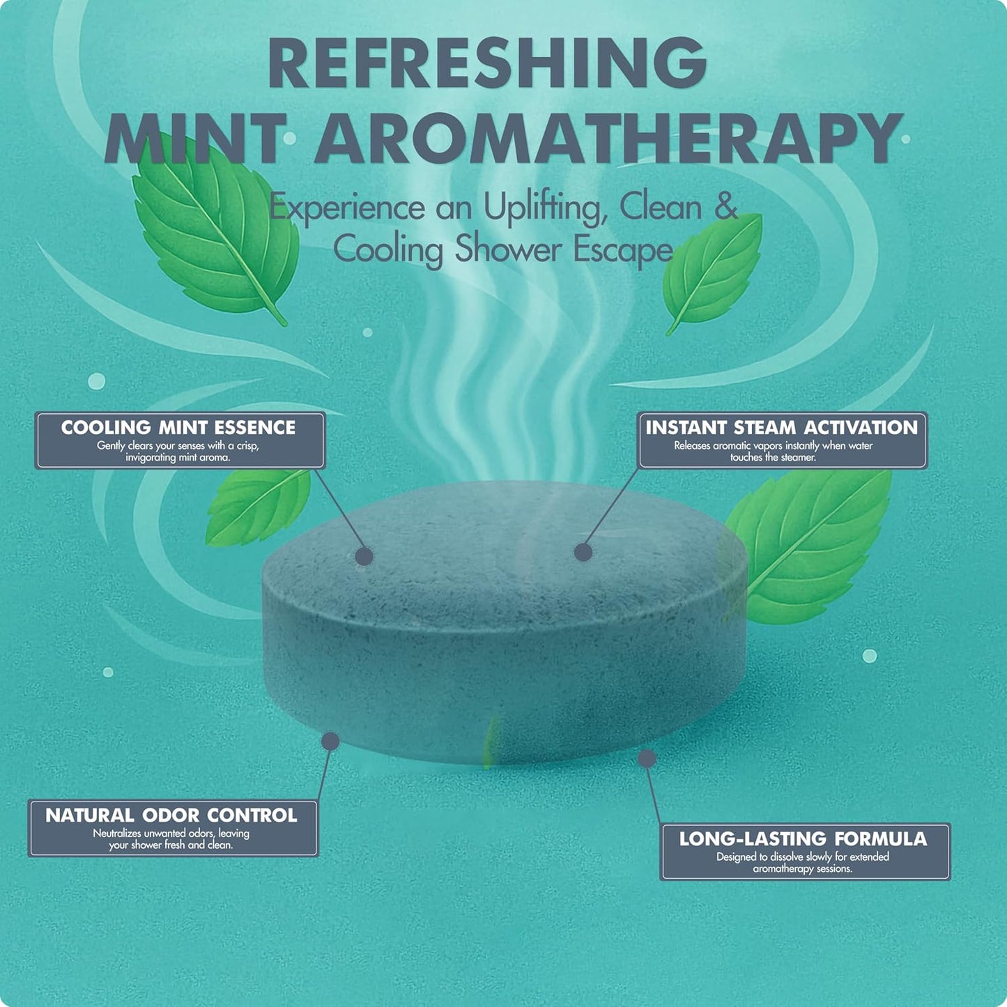 Brookstone Shower Steamers Aromatherapy 12 Tablets - Christmas Stocking Stuffers for Men, Birthday Gifts for Women, Green Elephant, Relaxation, Self Care - Shower Steamers Arctic Fresh