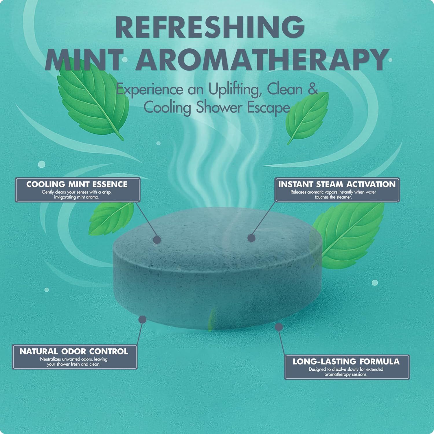 Brookstone Shower Steamers Aromatherapy 12 Tablets - Christmas Stocking Stuffers for Men, Birthday Gifts for Women, Green Elephant, Relaxation, Self Care - Shower Steamers Arctic Fresh