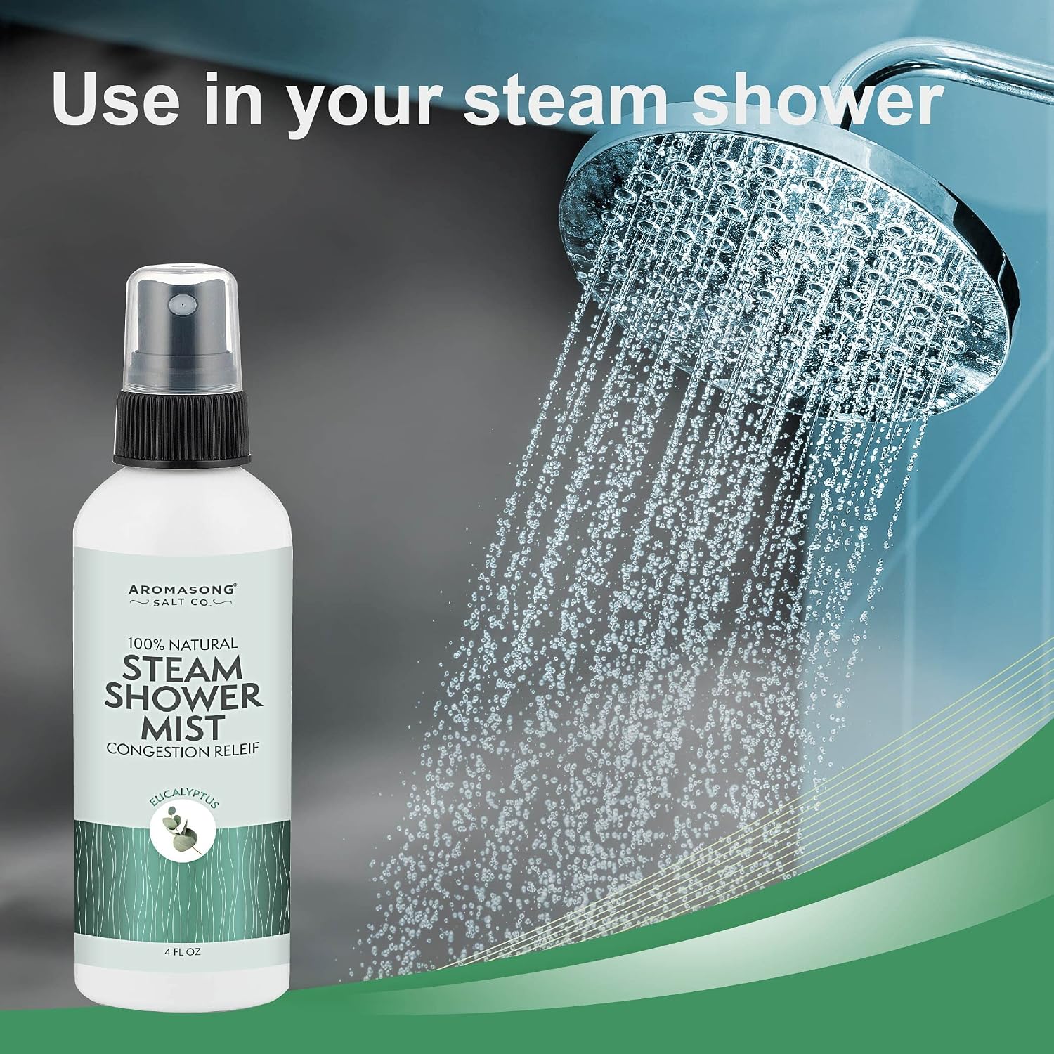 Aromasong Eucalyptus Steam Shower Spray - 100% Pure and Natural Essential Oil Mist - Relaxing Aromatherapy Infusion Vapor for Hot Tub, Spa, Sauna Room - Used for Sinus and Congestion.