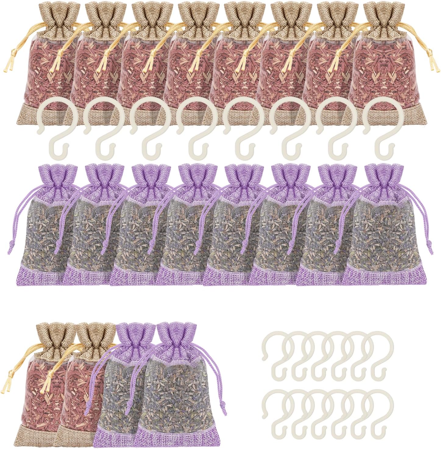 Homode Cedar Blocks for Clothes Storage, Pack of 20 Cedar Sachets and Lavender Sachet Bags for Drawers and Closets, Cedar Wood Chips, Scent Satchels Closet Freshener