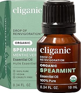 Cliganic USDA Organic Spearmint Essential Oil, 100% Pure Natural Undiluted, for Aromatherapy (10ml) | Non-GMO Verified