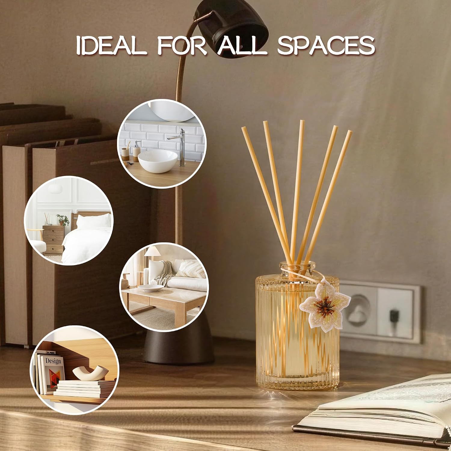 COCORRÍNA Reed Diffuser, White Magnolia Scent Oil Diffuser, 6.09 fl oz, 8 Reeds, Long-Lasting Home Fragrance, Bathroom Bedroom Shelf Decor & Gifts