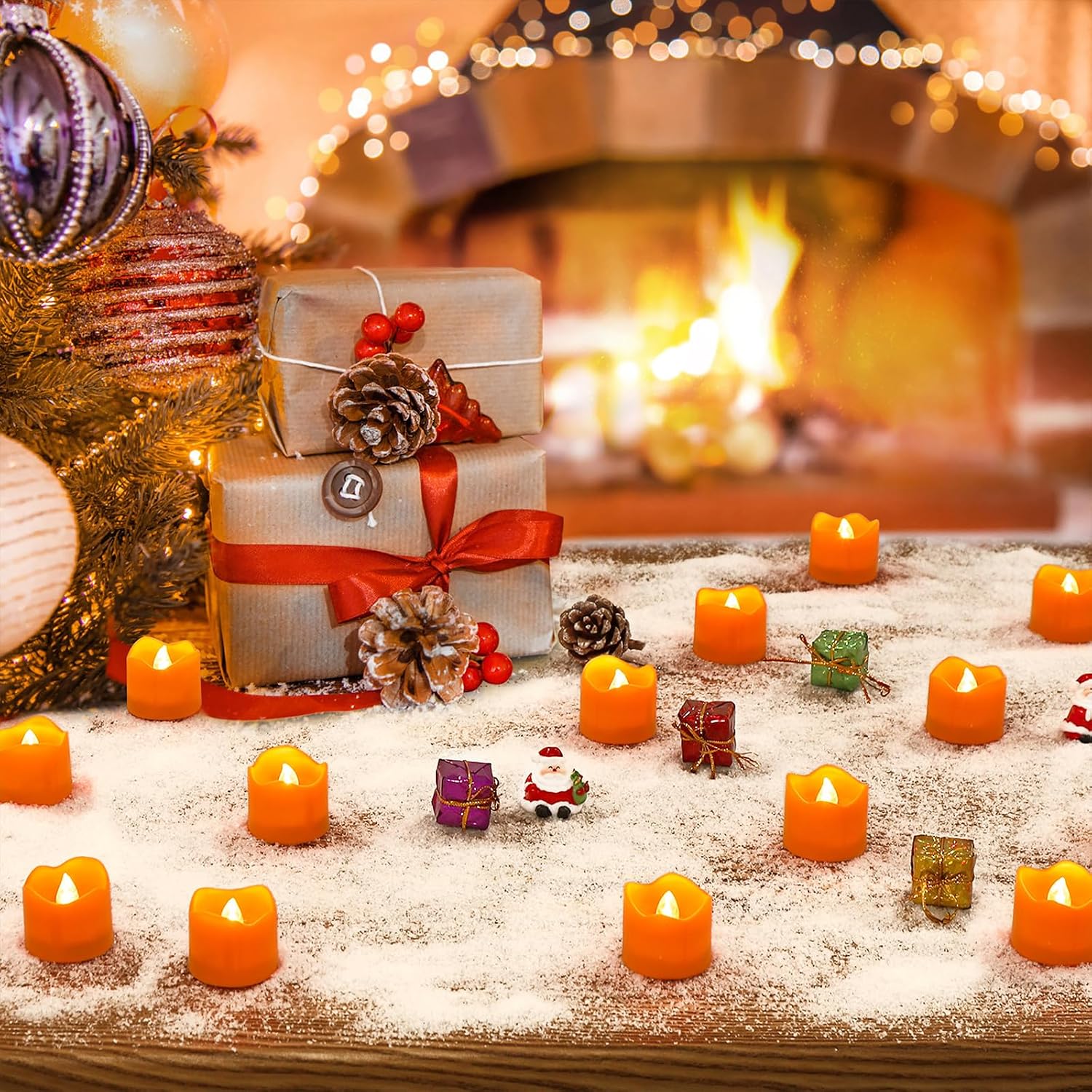 Topstone Halloween Orange Led Tealight with 4/6/8 H Timer,Remote Control Flameless Candle,Battery Powered Fake Candles,Electric Votive Candle,Pack of 12