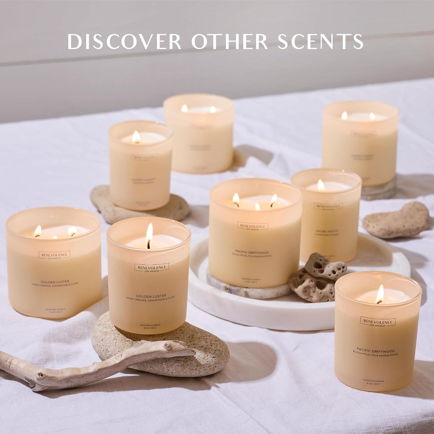 Orange, Cedarwood & Clove – Benevolence LA Large 3-Wick Scented Candle for Home | 15oz, 50-Hour Burn | Soy Wax, Cotton Wicks | Gift Ideas for Women | Malibu Sands Collection