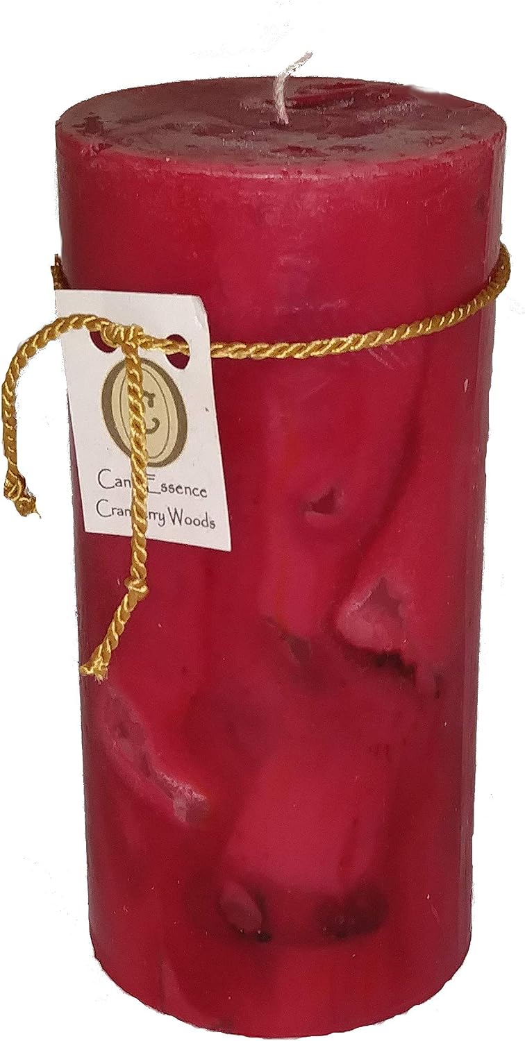 Handmade Scented Candle - Long Burning Pillar - Cranberry Woods Scent (Medium)