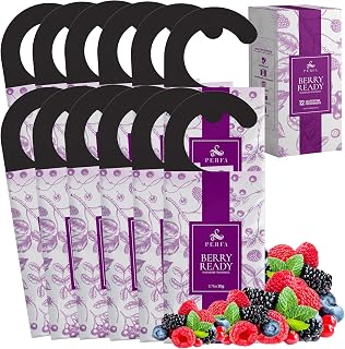 Closet Deodorizer for Women (12-Pack) | Berry Closet Freshener | Small Space Air Freshener For Wardrobe, Closets, Drawers, Small Spaces | Long-Lasting Drawer Sachets | Scented Air Freshener | By Perfa