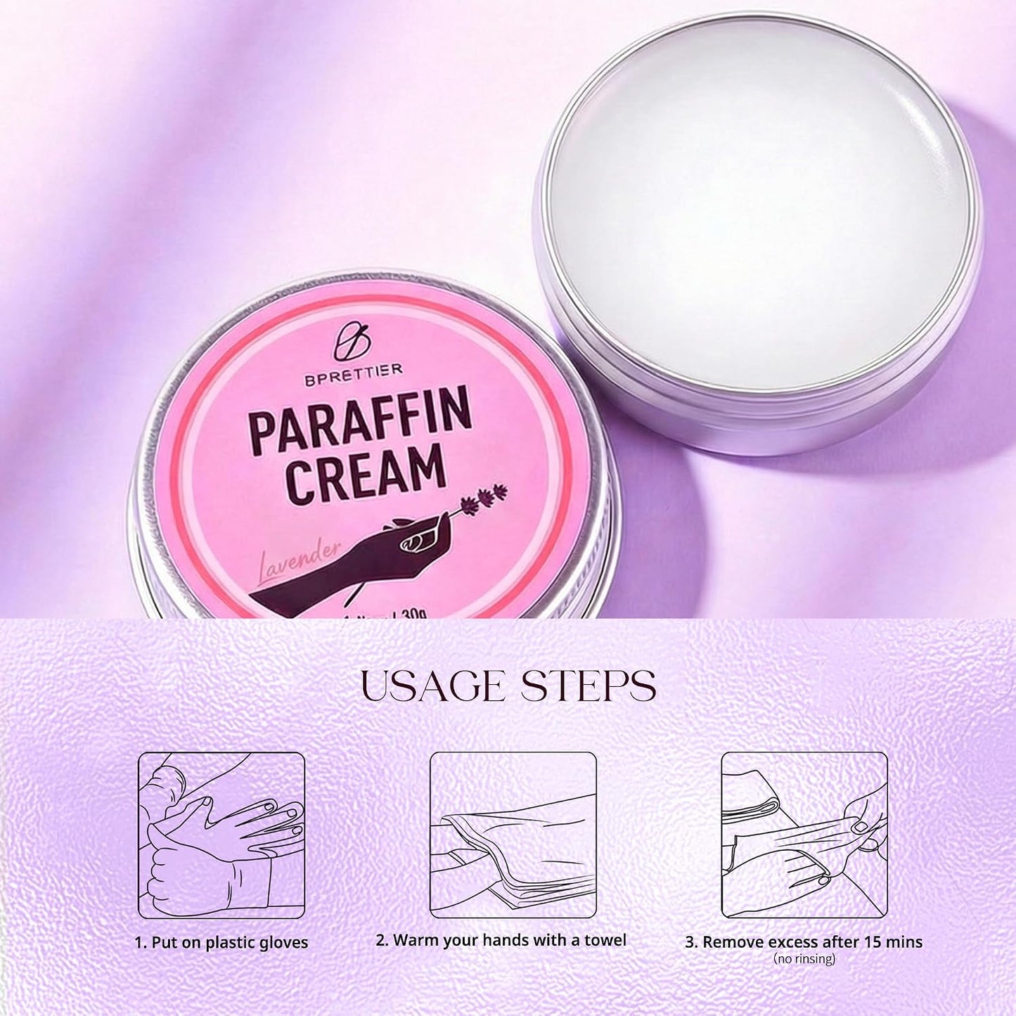 Cold Paraffin Wax Cream for Hands and Feet, Shea Butter Cuticle Balm, Lavender Scent Home Spa, No-Heat Moisturizing Mask