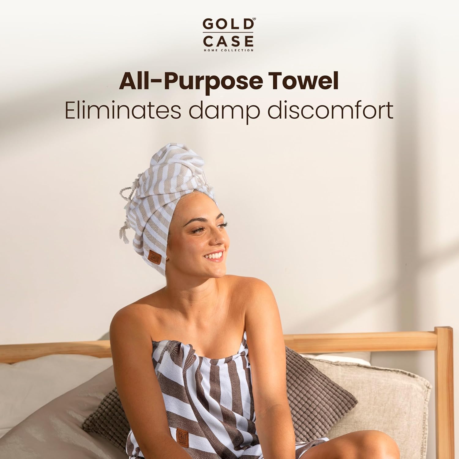 Gold CASE Turkish Hand Towels Set of 5 – 100% Cotton Hand Towels for Bathroom 20 x 40'' – Soft & Quick Dry Cotton Towel for Hands, Hair, SPA & Gym – Elegant Bathroom Towel Set in Grey