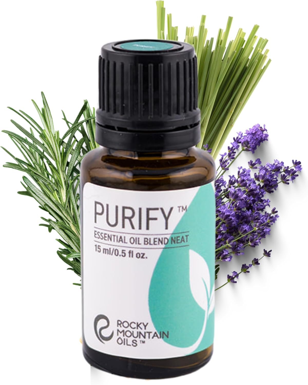 Rocky Mountain Oils Purify Essential Oil Blend 15ml - Organic, 100% Pure Blend with Lemongrass, Rosemary, Lavender, Myrtle, Citronella, and Tea Tree for Diffuser, Aromatherapy, Hotel, Spa