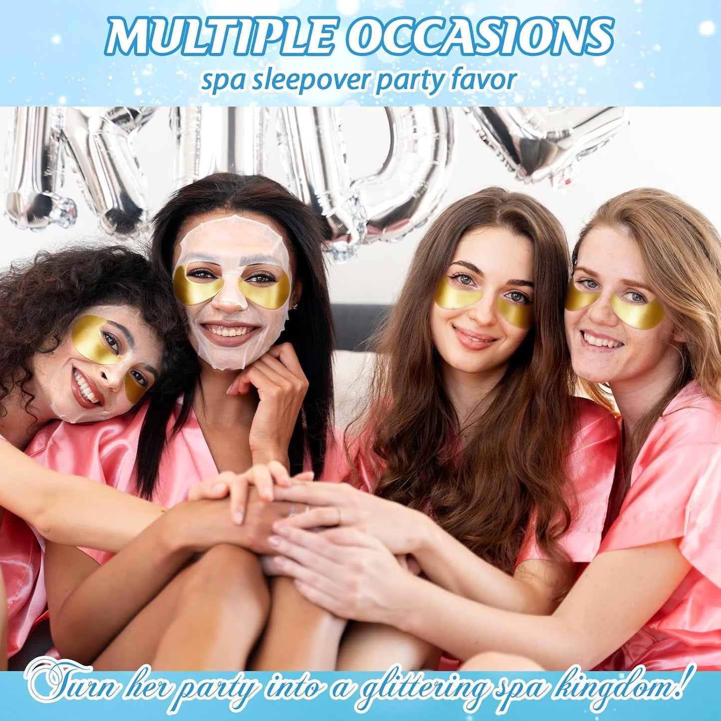 80PCS Spa Birthday Party Supplies, Include Face Masks, Lip Balm, Hand Cream, Under Eye Patches, Lip Mask, Foot Bath Bombs,Headband,Sleepover Spa Party Supplies Kit for Women Girls Gift Skincare Set