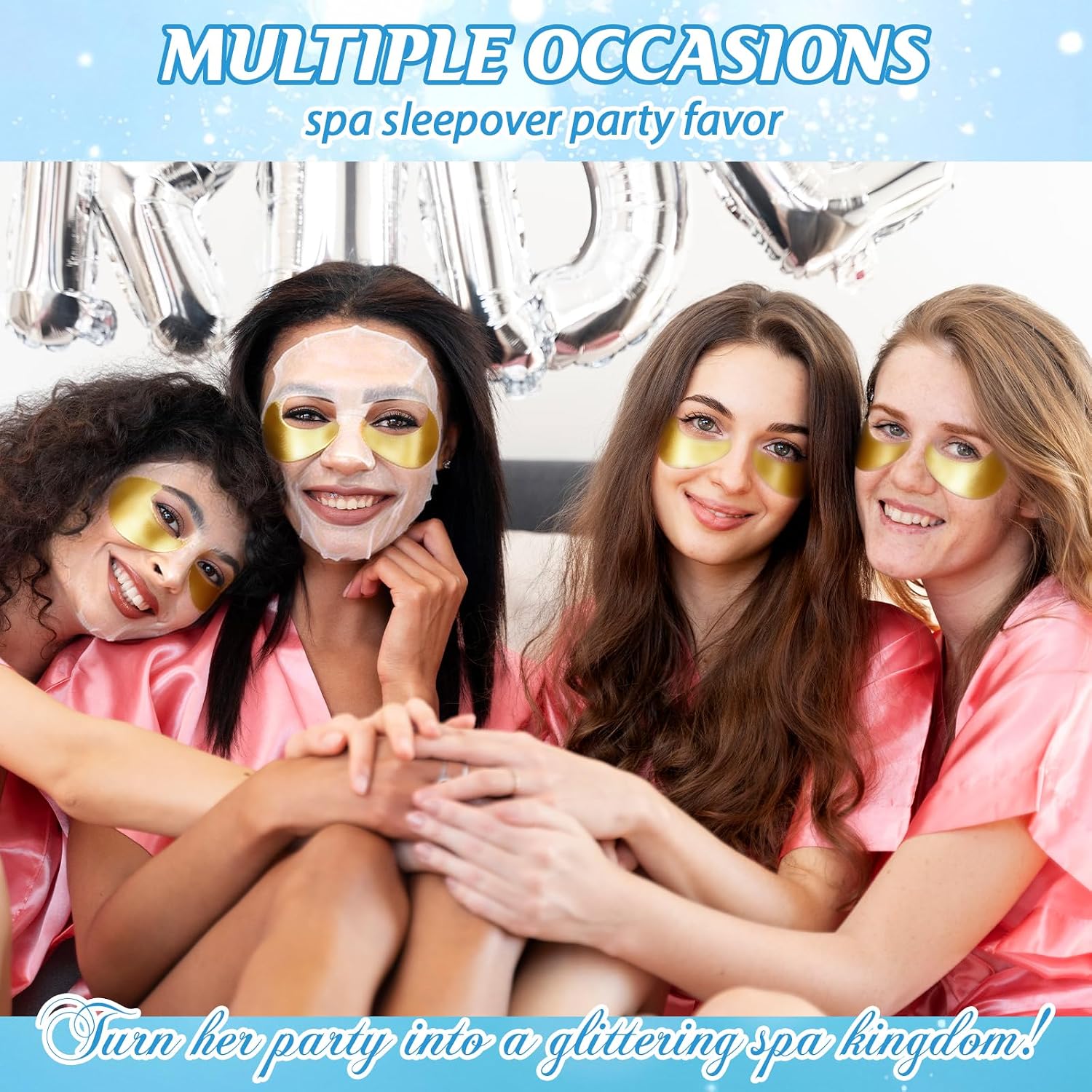 80PCS Spa Birthday Party Supplies, Include Face Masks, Lip Balm, Hand Cream, Under Eye Patches, Lip Mask, Foot Bath Bombs,Headband,Sleepover Spa Party Supplies Kit for Women Girls Gift Skincare Set