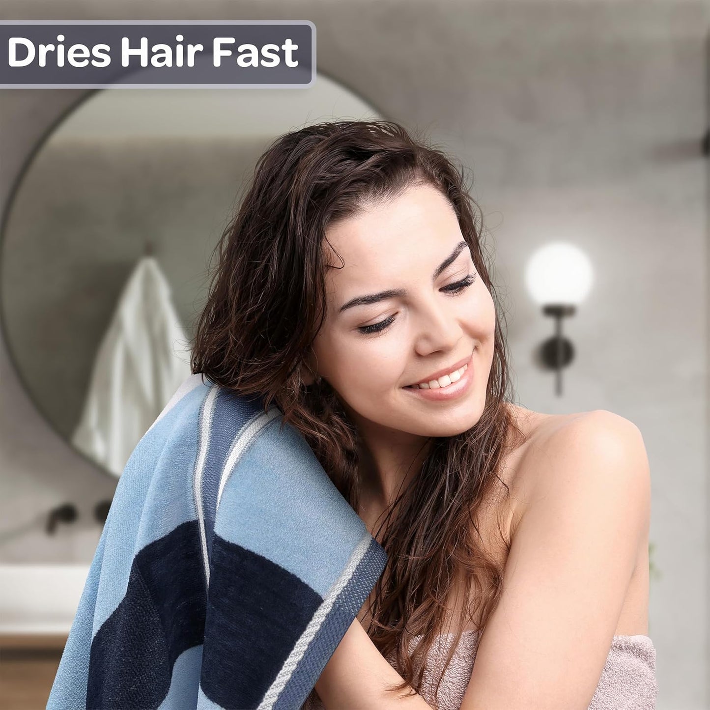Lavish Home 6 Piece Bathroom Towels Set - 525 GSM 100% Cotton Bathroom Accessories - 2 Bath Sheets, 2 Hand Cloths , and 2 Wash Cloths - Soft Towel Set for Shower, Gym, Dorm, and Spa (Navy)