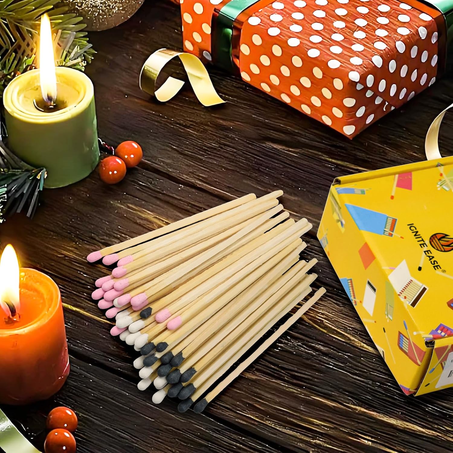 3 Inch White Safety Matches Bulk 100 Count, Long Wooden Matchsticks with Striker for Candles, Fireplace, Grill by IGNITE EASE (with Box)
