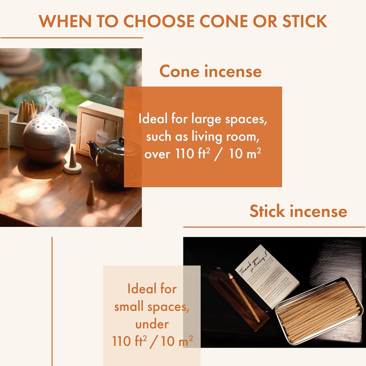Premium Vietnam Incense - 16 Cones, No Chemical Fragrance, Handcrafted in Vietnam (Palo Santo)