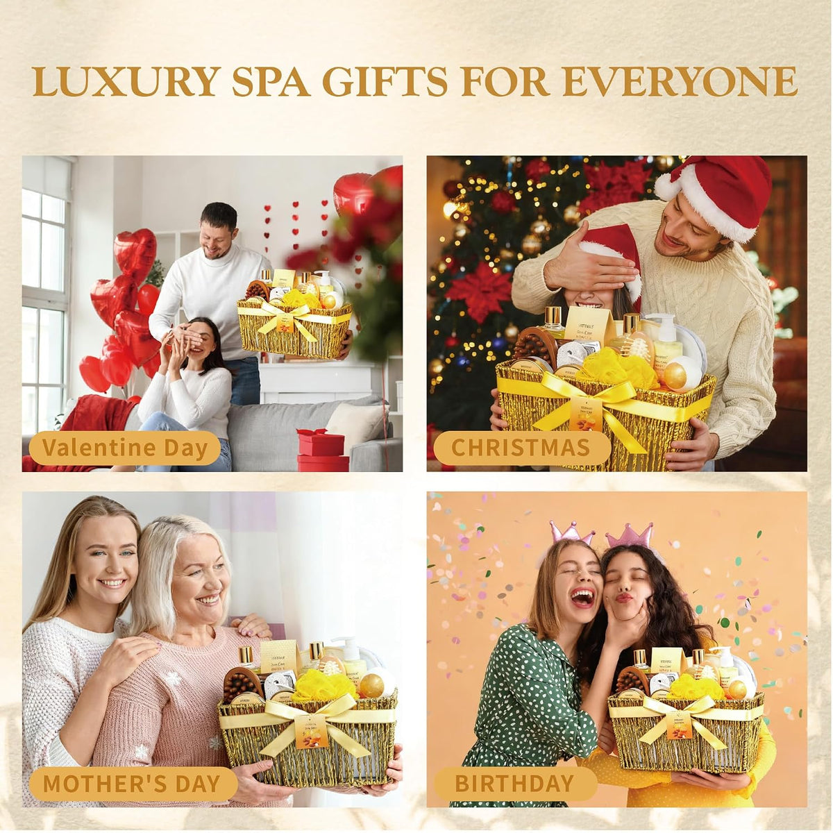 Gift Basket for Women, 18Pcs Honey Almond Milk Bath and Body Gift Basket