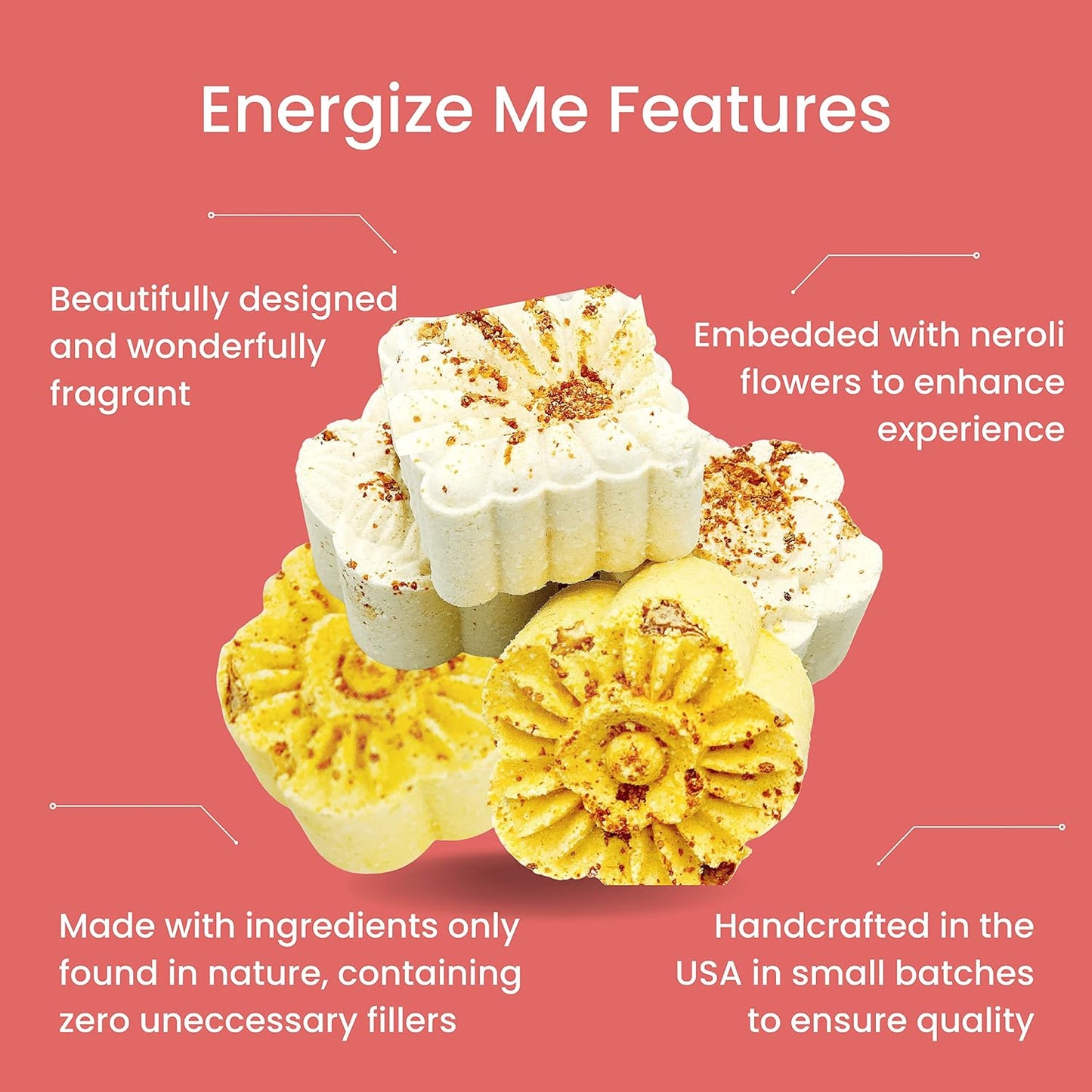 ENERGIZE ME! Aromatherapy Shower Bombs (5PK) –Mood Boost Shower Steamers with Citrus & Mint Essential Oils – Essential Oils for Mood and Energy – Spa Gift Idea (Include Bomb Bag)