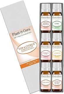 Citrus Essential Oil Set 6-10 ml 100% Pure Therapeutic Grade Cold Pressed from Peels of Sweet Orange, Lime, Pink Grapefruit, Lemon, Tangerine and Citrus Blast Blend Great for Aromatherapy Diffuser