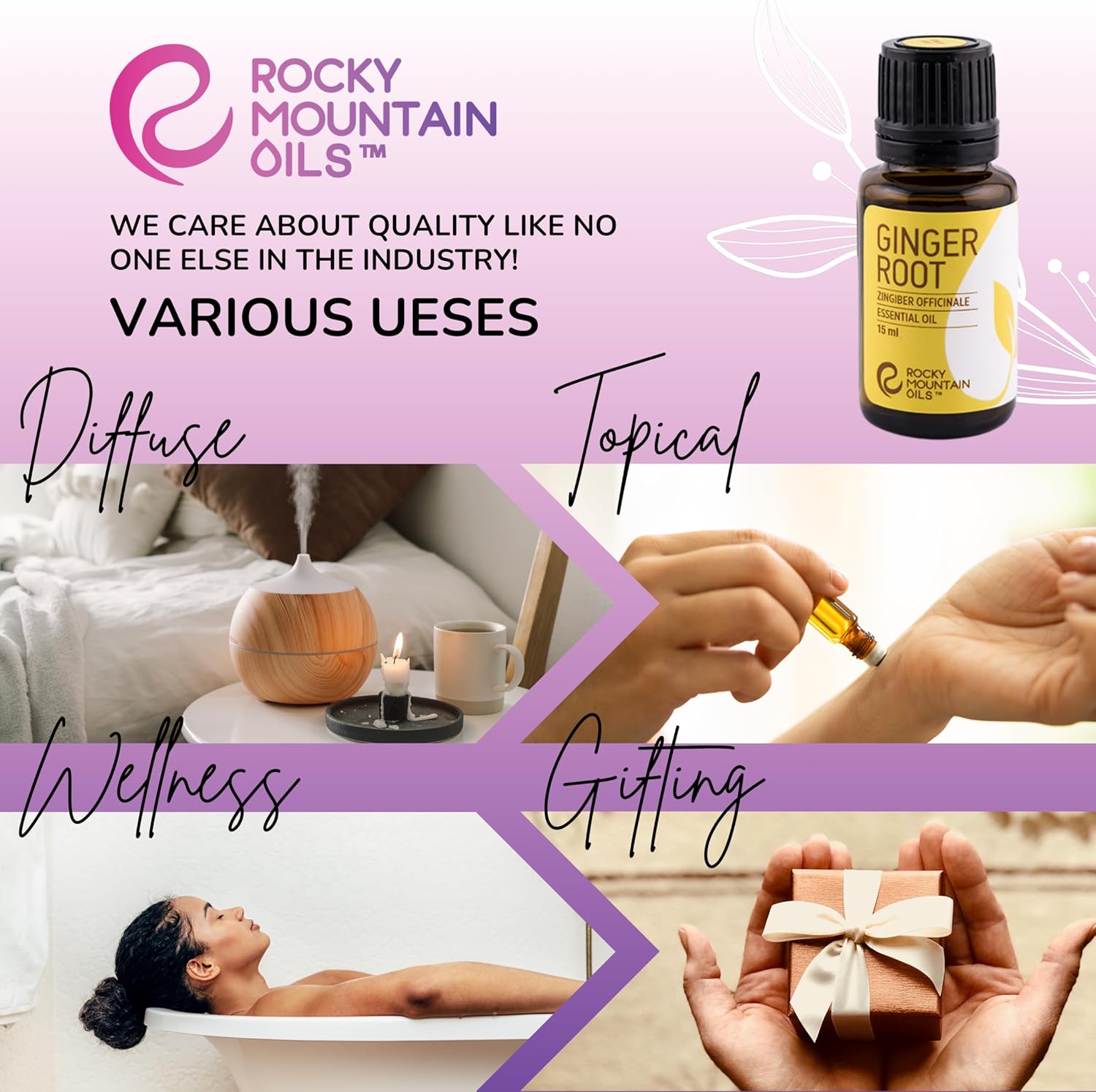 Rocky Mountain Oils - Ginger Root - 15 ml - Natural Essential Oil