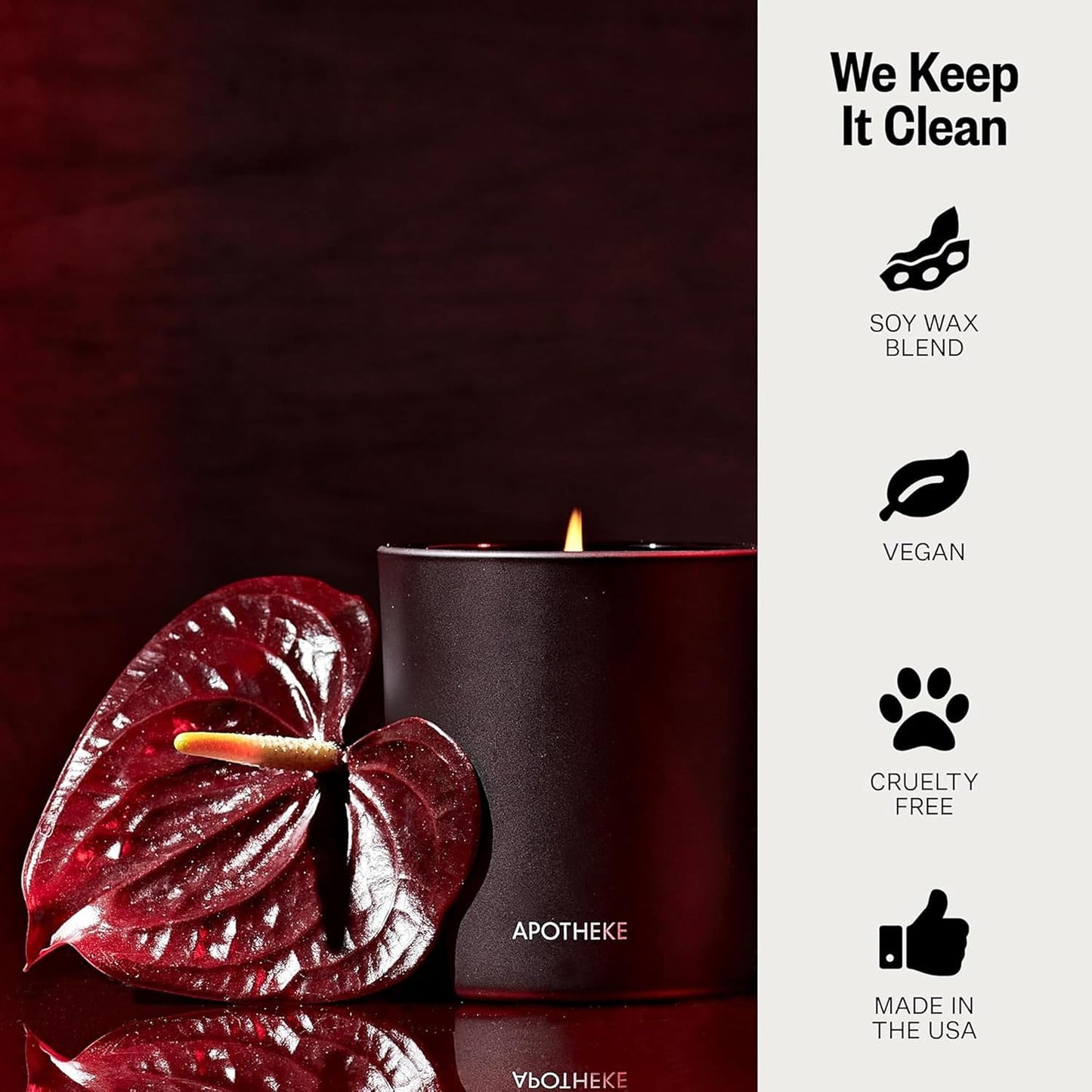 Apotheke Signature Scented Candles for Home, Charcoal Rouge - 10.5 oz - Soy Wax, Non Toxic, Large Jar Black - Luxury Candle Gifts for Women & Men - Birch Wood, Elemi, Damask Rose, and Smoke