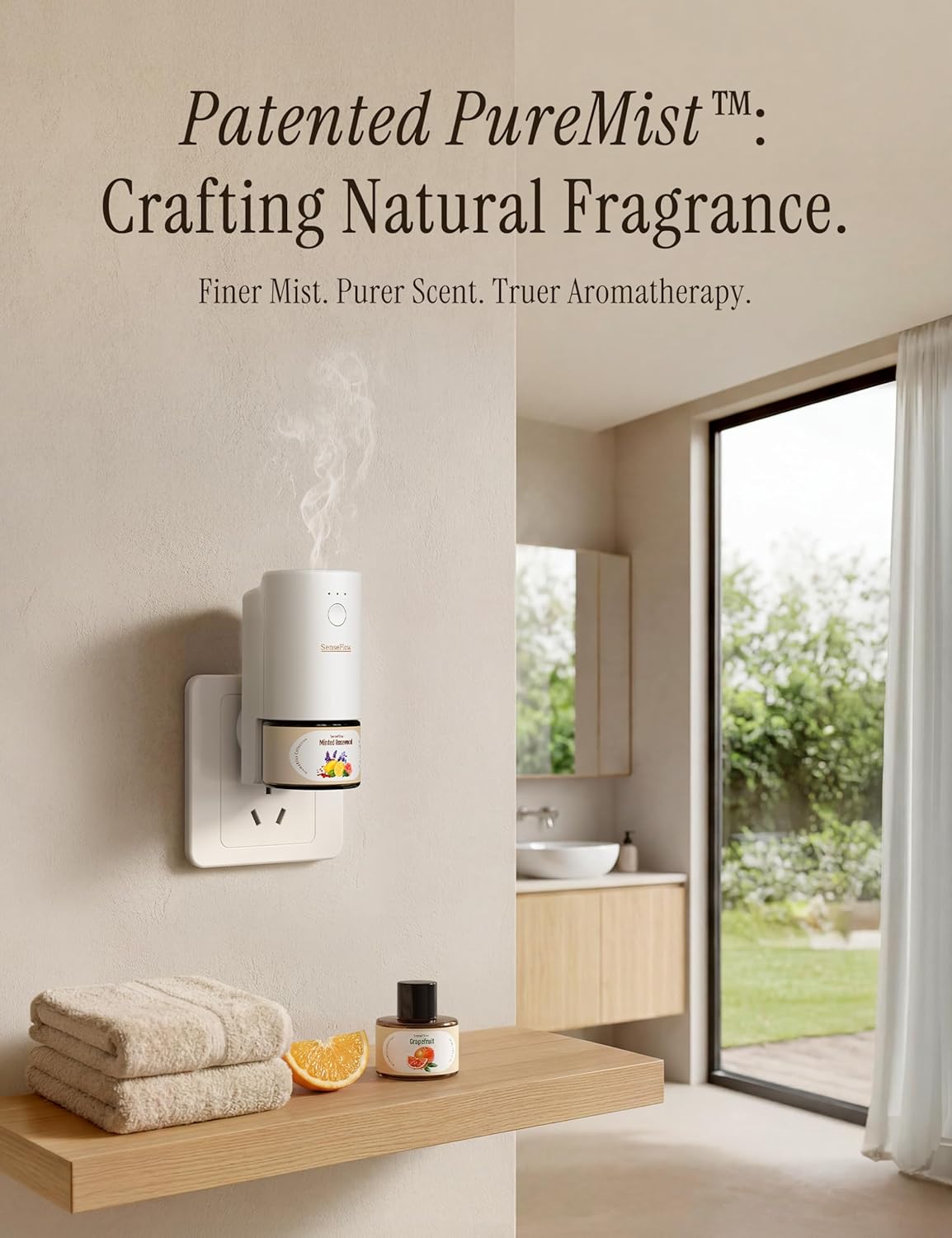 Essential Oil Diffuser for Home, Smart Waterless Aromatherapy Diffuser SF101S Pro, Plug in Room Scent with Timer & 120-Day Natural Aroma, Covers 1000 Sq Ft – Free 30ml Cedarwood Citrus Veil