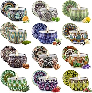 Scented Candles Gift Set, 12 Pack Soy Wax Candles for Home, 12 Scents, Aromatherapy Travel Tins with Gift Box for Women, Birthday, Housewarming, Relaxation