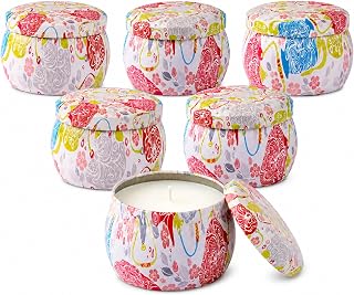 6 Pack Scented Candles Gift Set for Women, Soy Wax Tin Candles, 4 oz Each, 6 Fresh Botanical Scents, Up to 180 Hr Total Burn, Birthday Housewarming Thank You Gifts