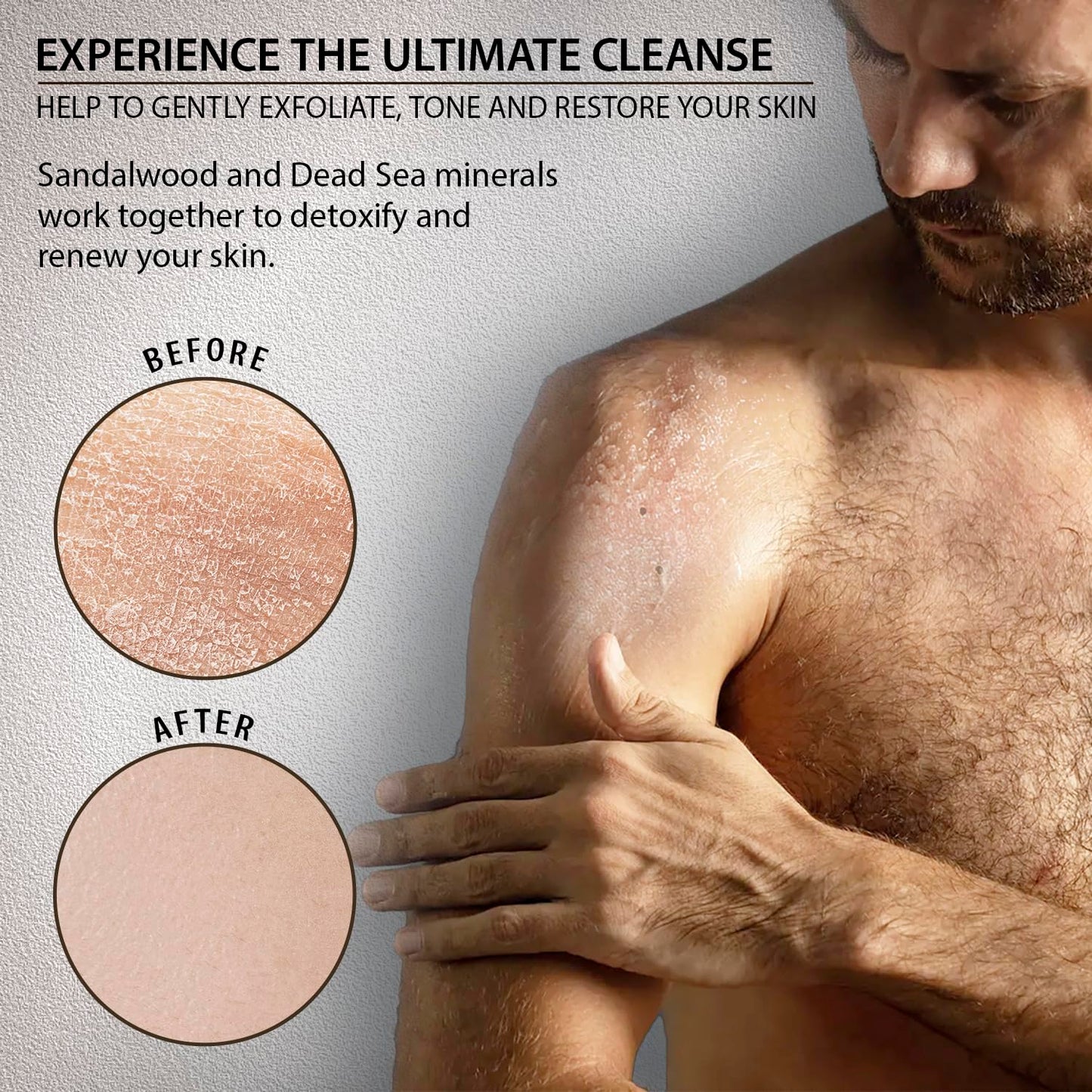 Salt Body Scrub Sandalwood For Men – Moisturizes, Exfoliates & Nourishes Skin – Cleanses & Detoxifies with Dead Sea Minerals - Dead Sea Collection – 23.28 OZ