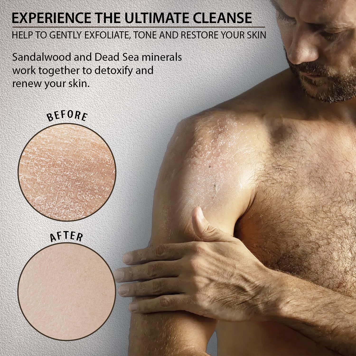 Salt Body Scrub Sandalwood For Men – Moisturizes, Exfoliates & Nourishes Skin – Cleanses & Detoxifies with Dead Sea Minerals - Dead Sea Collection – 23.28 OZ