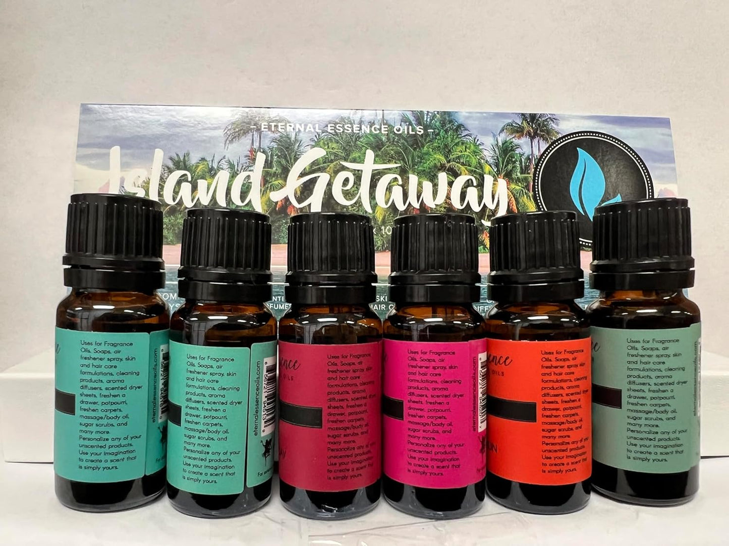 Eternal Essence Oils Island Getaway Set of 6 Premium Fragrance Oils - Includes Barrier Reef, Mountain Meets The Ocean, Beautiful Day, Caribbean Escape, Mermaid, and Honolulu Sun Hype - 10ML