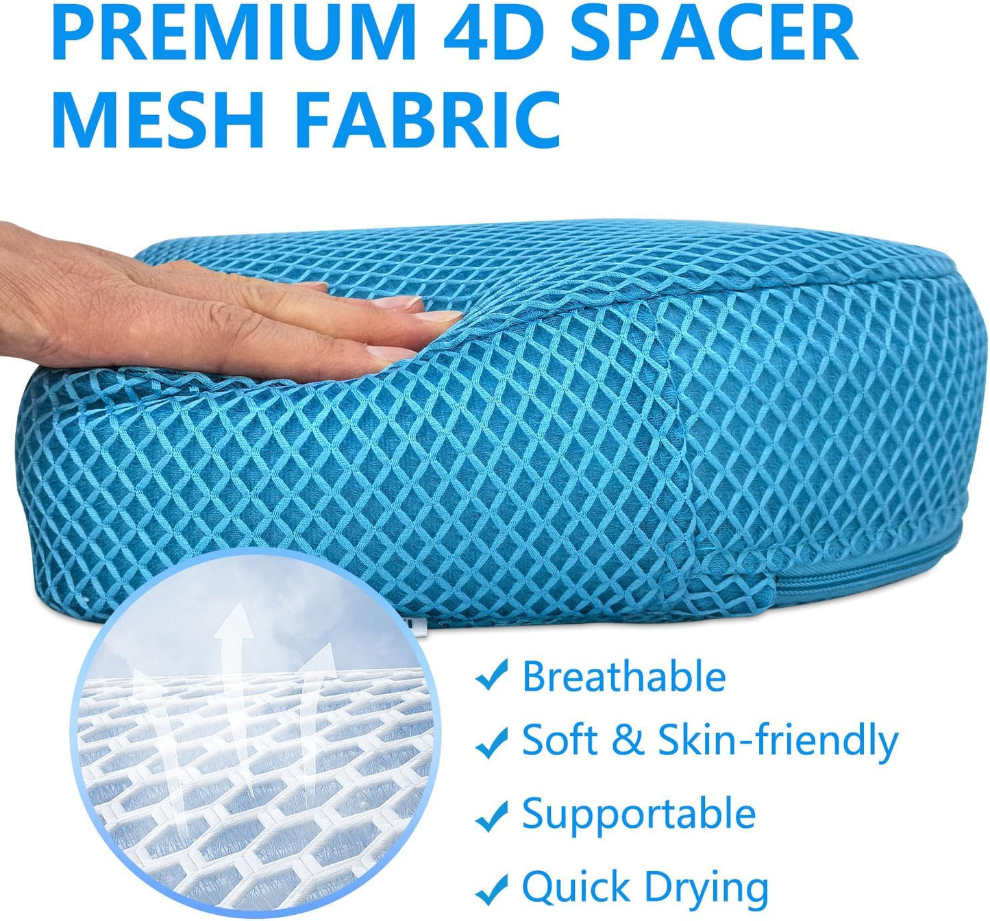 REEZEIVI Hot Tub Booster Seat for Adults,5 Inch Thick SPA Cushion,Weighted Hot Tub Cushion with Non-Slip Bottom,Quick Dry Spa seat,Washable 3D Mesh,Inflatable Hot Tub,Pool, Bathtub (Bue)