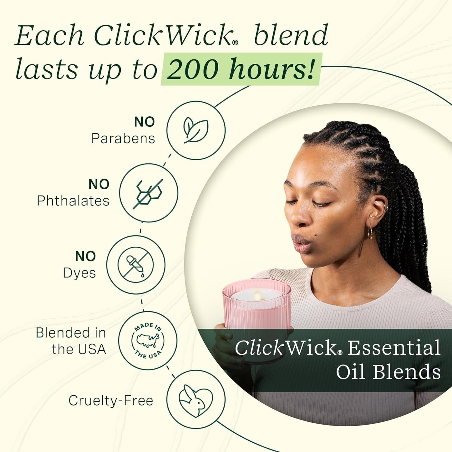 Lifelines Flameless Candle Aromatherapy Essential Oil Diffuser with 2 ClickWick Essential Oil Blends - Cordless & Waterless Diffuser for Home - Scented Electric Candles Blow Out Flame - Pink Jar