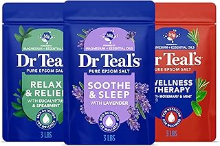 Dr Teal's Epsom Salt Magnesium Soak, Lavender, Eucalyptus & Wellness Trio, 3 lbs (Pack of 3)