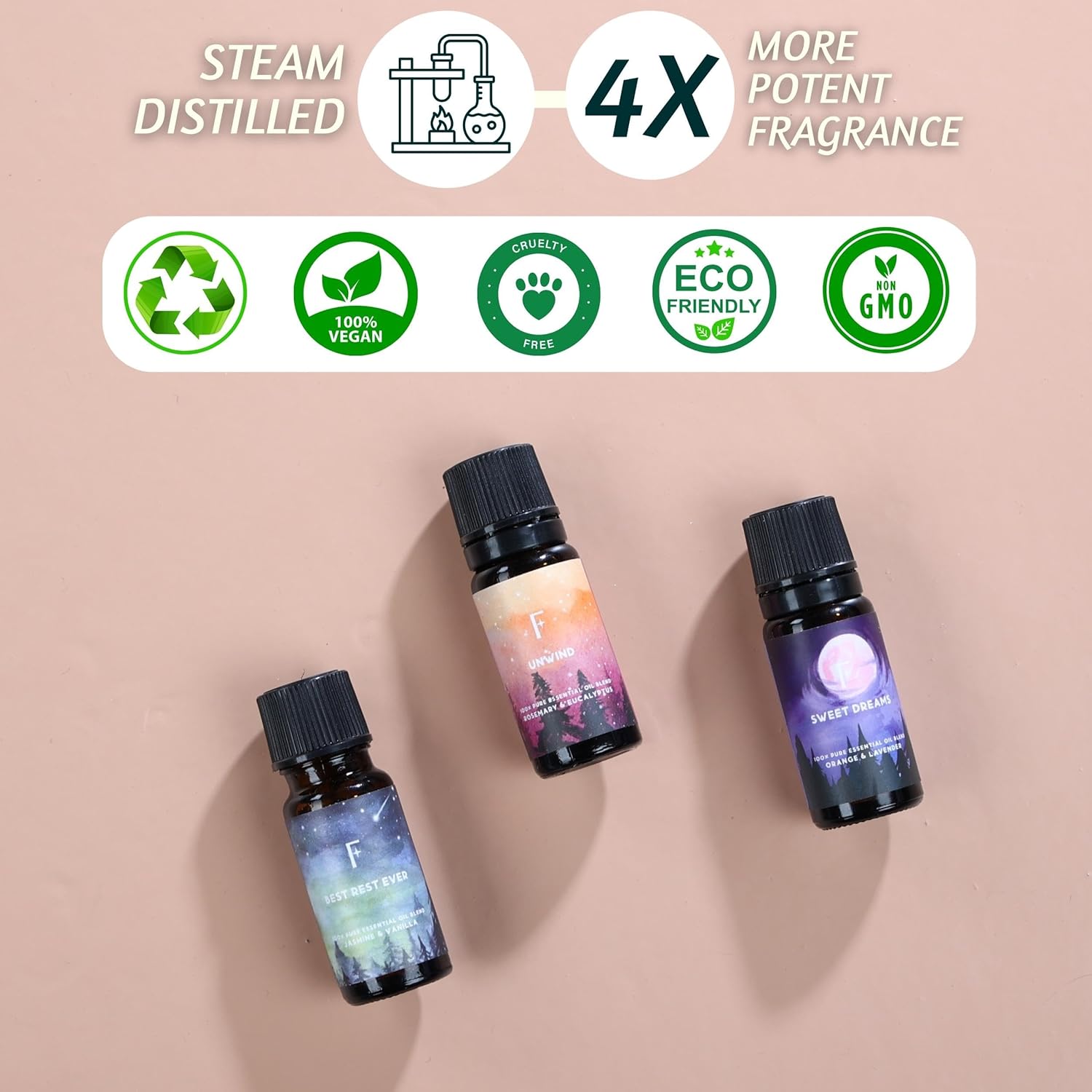 Folkulture Sleep Essential Oils Set for Diffuser | Set of 3 Aromatherapy Oils for Relaxation & Bedtime | Lavender, Eucalyptus & Rosemary | Calm Home Fragrance & Self-Care Gift