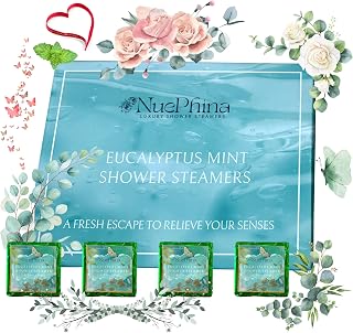 Luxury Eucalyptus and Mint Shower Steamers, 100% Natural Ingredients with Pure Essential Oils. These Steamers Will Create a Fresh Escape to Relieve Your Senses. A Premium Self-Care Gift for Women