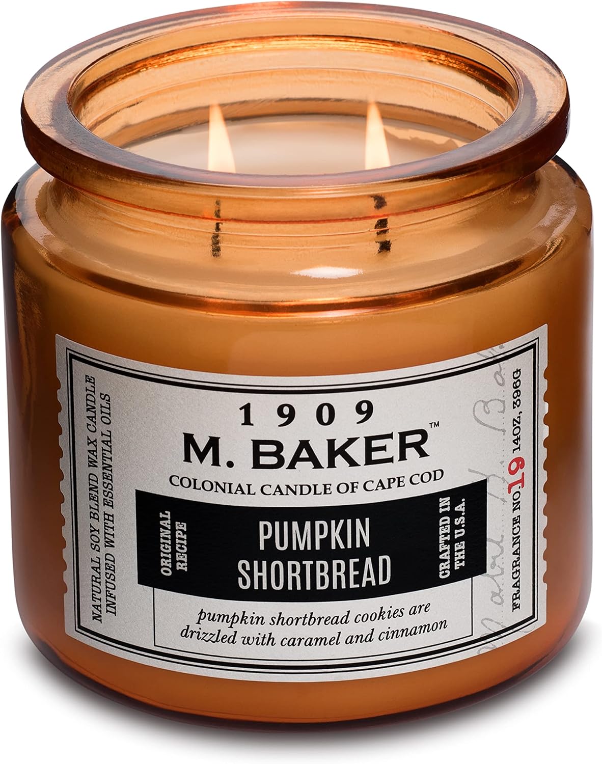 Colonial Candle Pumpkin Shortbread Scented Jar Candle | 2-Wick Natural Soy Blend Wax Candle for Home | Relaxing Aromatherapy Candle Infused with Essential Oils | M. Baker Apothecary Glass Jar Candle
