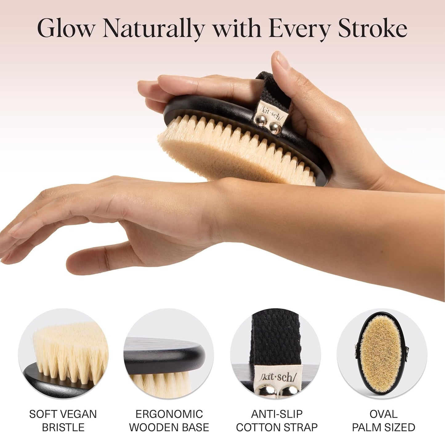 Kitsch Dry Brushing Body Brush for Lymphatic Drainage- Soft Bristles Shower Brush - Dry Brush to Remove Dry Skin and Improves Blood Circulation, Body Scrubber for Glowing Skin, Sauna Accessories
