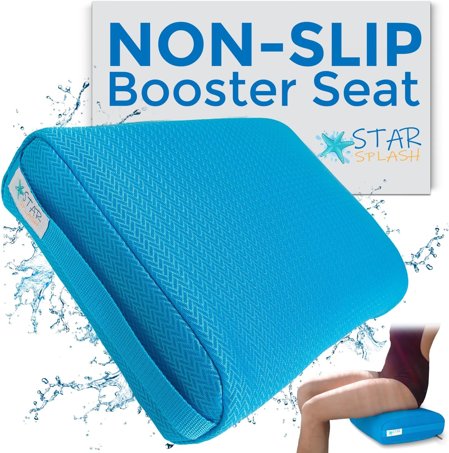 Star Splash Hot Tub Booster Seat, 15 x 12 x 5 Inches - Bath Cushion with Non-Slip Micro Dot Bottom and 6 Weight Sections - Quick Dry Inflatable Hot Tub Accessories for Adults and Kids