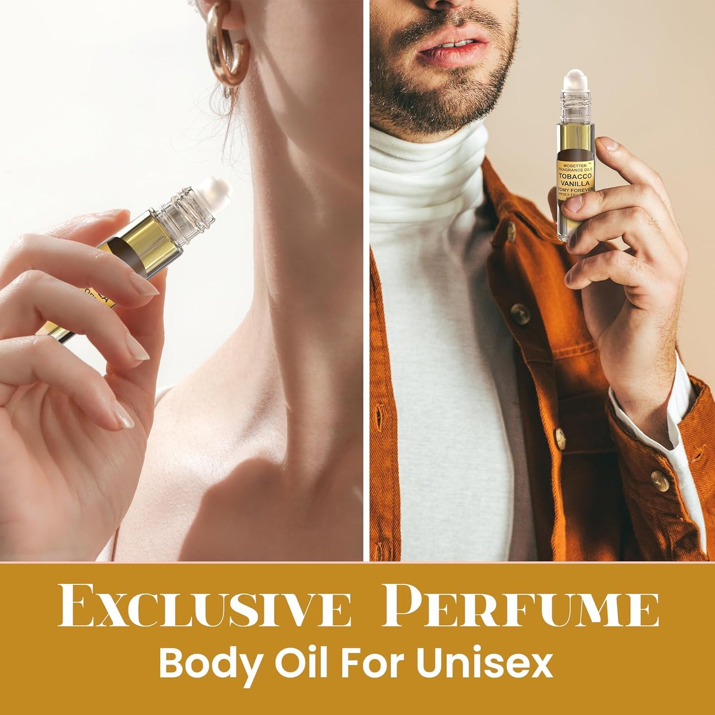Tobacco Vanilla Unisex Body Oil (10ml Roll On), for Women and Men, Strong, Long Lasting, Travel Size, Oriental Spicy Fragrance