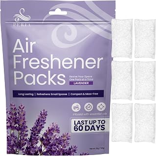 Lavender Odor Eliminator Pack of 6 | Long Lasting Odor Absorber for Home, Wardrobe, Shoes & Small Spaces | Scented Smell Absorber for Drawers, Trash Cans & Closet | Daily Use Lavender Packs by Perfa
