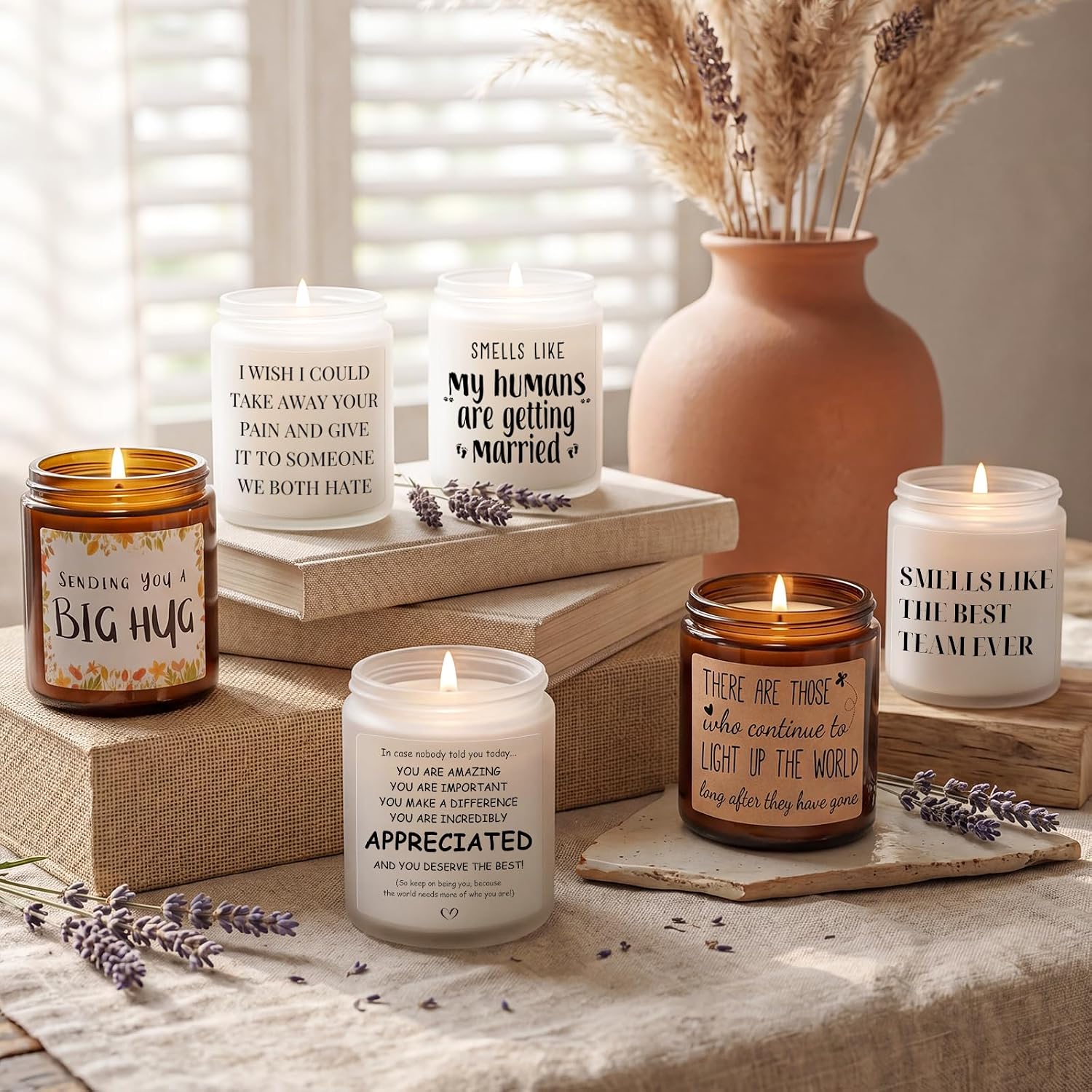 MULCHUM Lavender Scented Candle, Memorial Gift for Loss of Loved One, Relaxing Natural Soy Wax Jar Candle for Sympathy Gift Stress Relief, 7oz 45 Hours Long Lasting Burn