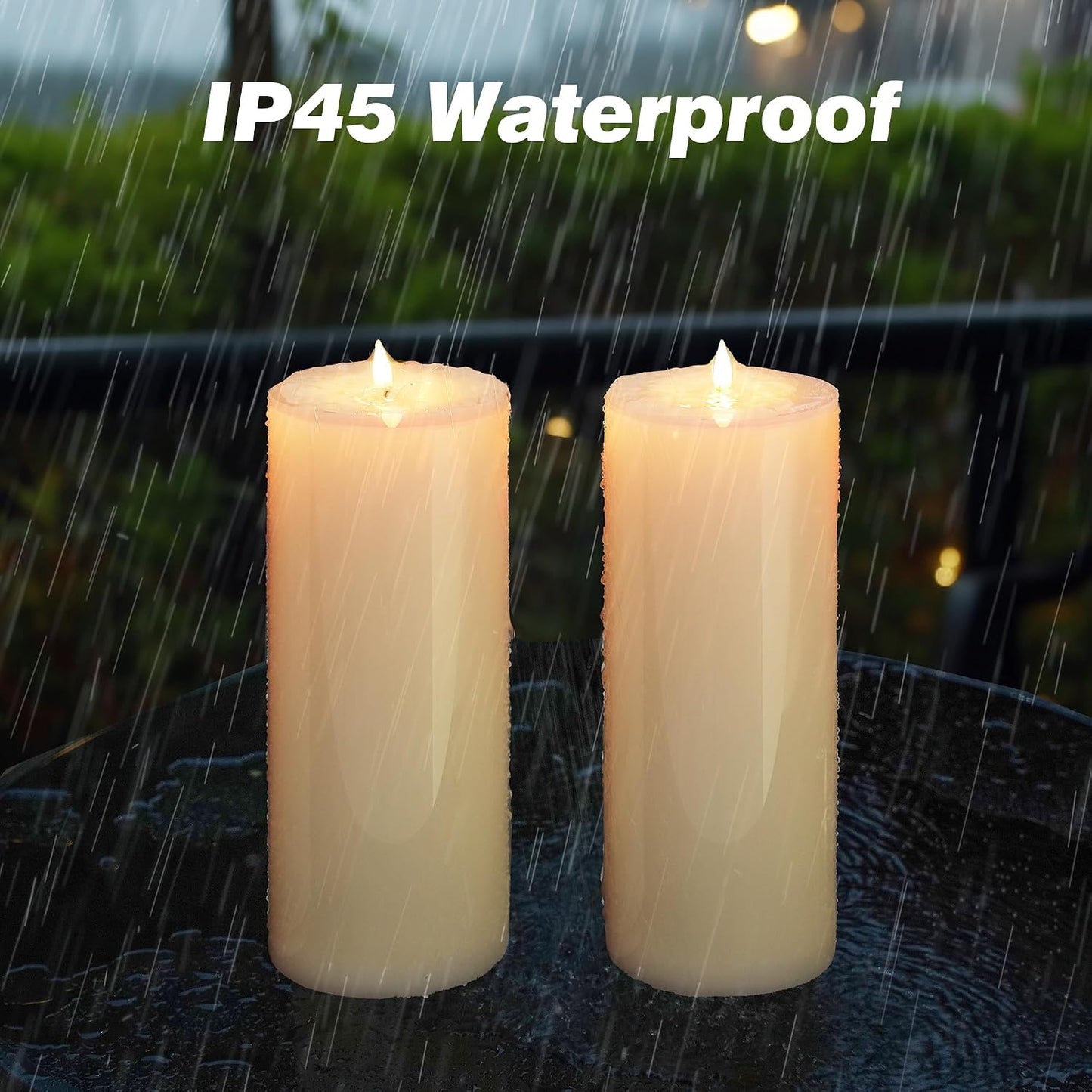 Patiphan 10" x 4" Large Outdoor Candles with Timer Waterproof Flickering Flameless Candles Battery Operated with Remote LED Fake Pillar Candles Realistic for Patio Larterns Porch, Ivory White 2 Pack
