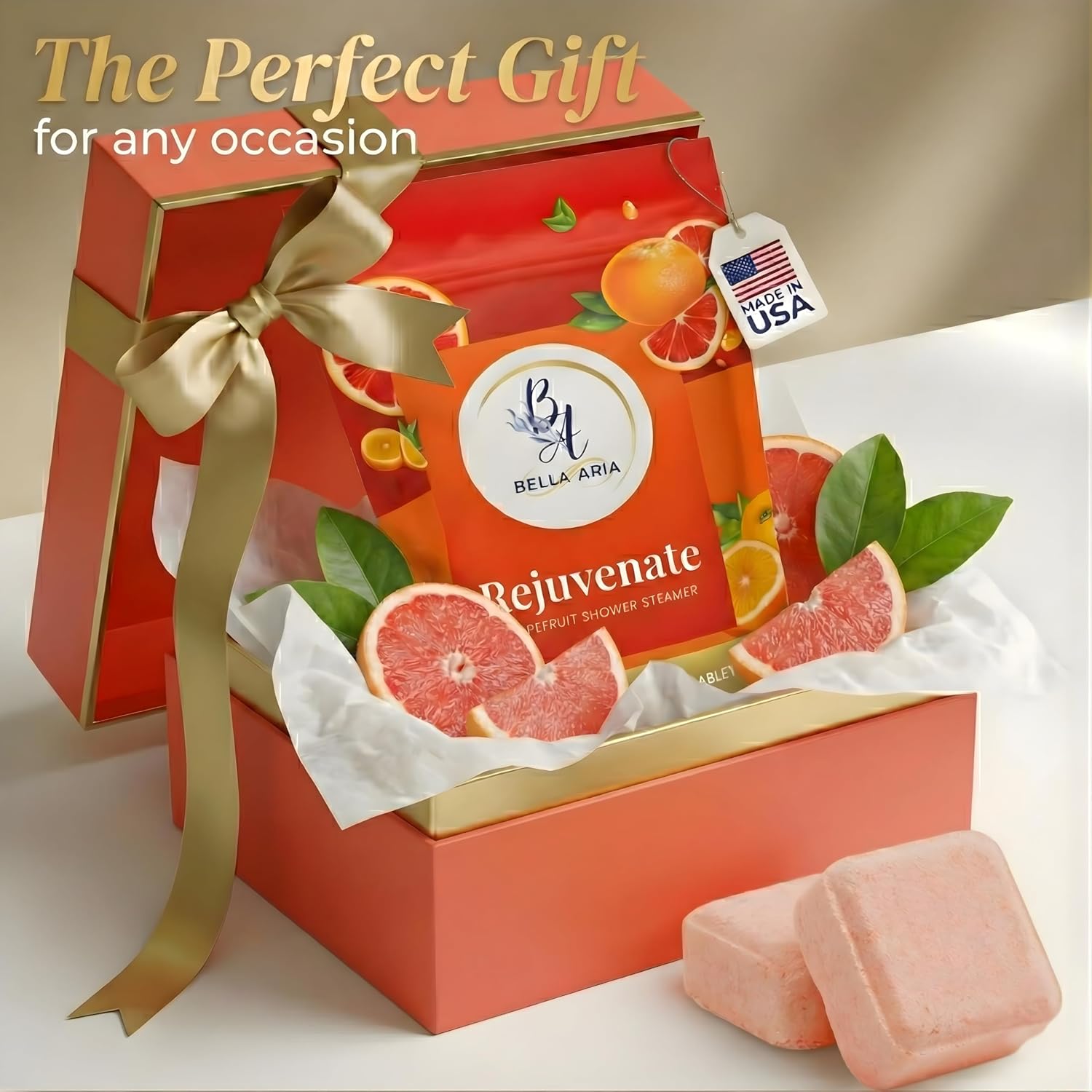 Grapefruit Shower Steamers Aromatherapy – 7 Long Lasting Essential Oil Shower Bombs – Large Spa Tablets for Rejuvenation – Made in USA, Self Care Gift for Men & Women
