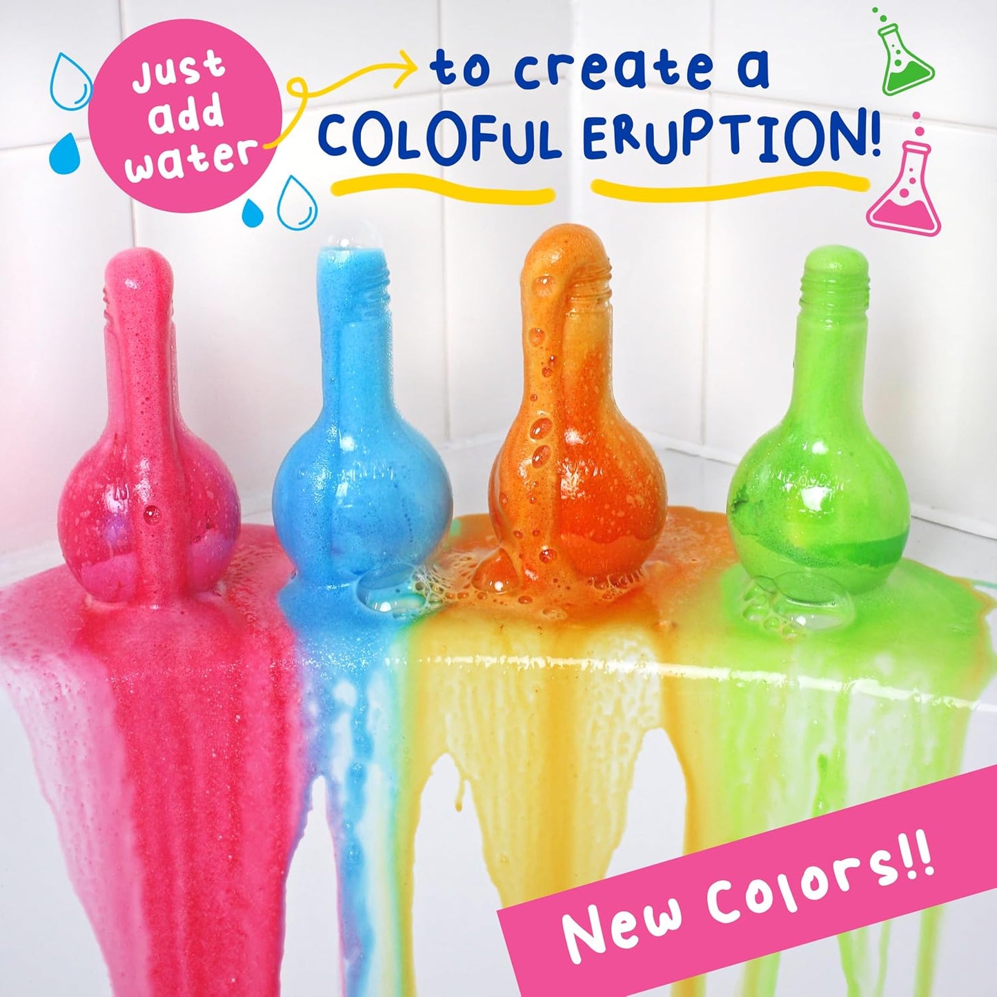 Mr. Bubble The Original Kids Bath Bomb Potions, Colorful Fizzy Fun, Cool Foam and Bubble Science Beaker for the Bath (Pack of 2)