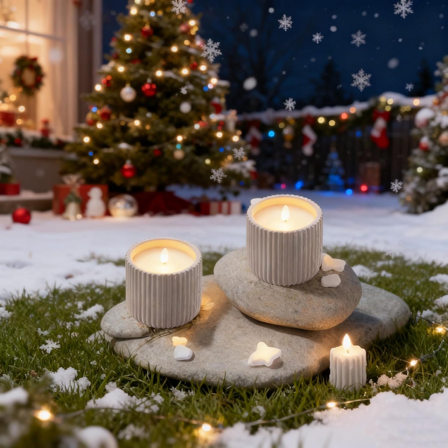 Flameless Christmas Candles,2 Pack Christmas Decorations Flameless Candles Battery Operated Candles for Christmas Home Decoration