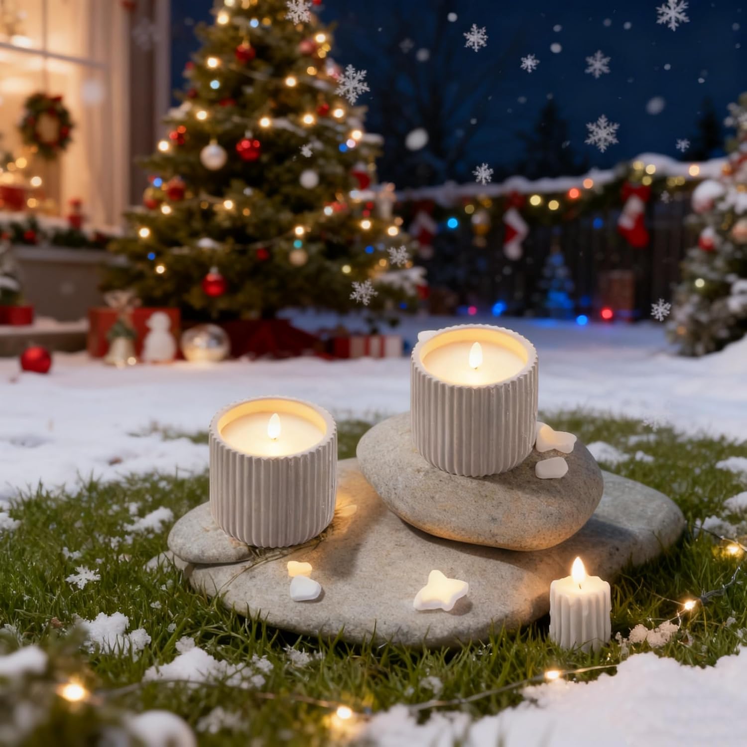 Flameless Christmas Candles,2 Pack Christmas Decorations Flameless Candles Battery Operated Candles for Christmas Home Decoration