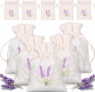 DOITOOL Lavender Sachet Bags 10 Pack Cotton Sachet Empty Bags with Drawstring Cotton Linen Pouch for Filling Spice Lavender Buds