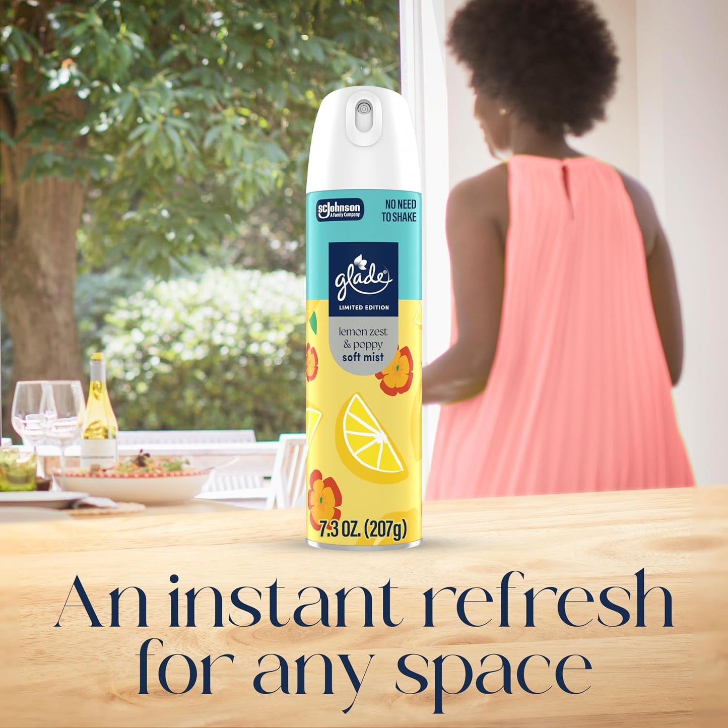 Glade Odor Fighting Soft Mist Air Freshener Room Spray, Lemon Zest & Poppy, 8oz., 6 count