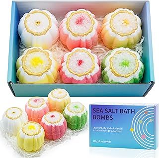 Bath Bombs Gift Set,6pcs Handmade Fizzies, Shea & Coco Butter Dry Skin Moisturize, Perfect for Bubble Spa Bath,Birthday Mothers Day Hallows' Day Gifts idea for Her